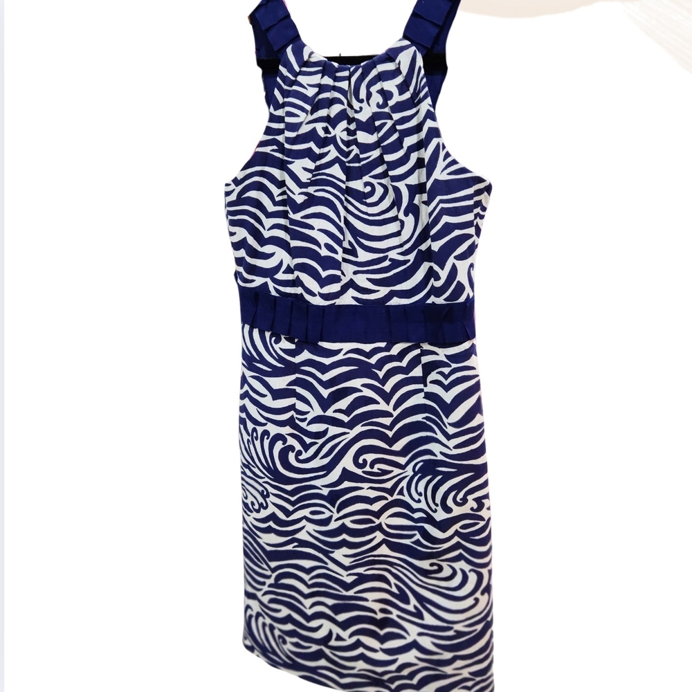 Antonio Melani Navy White Zebra Wave Print‎ Sleeveless CottonDress | Size 2